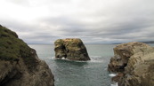 SX08855 Rock in sea by Trevelgue Head - Porth.jpg